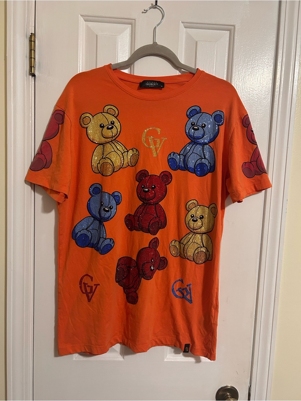 George V Paris Orange Graphic Teddy Bear Crew Neck Tee